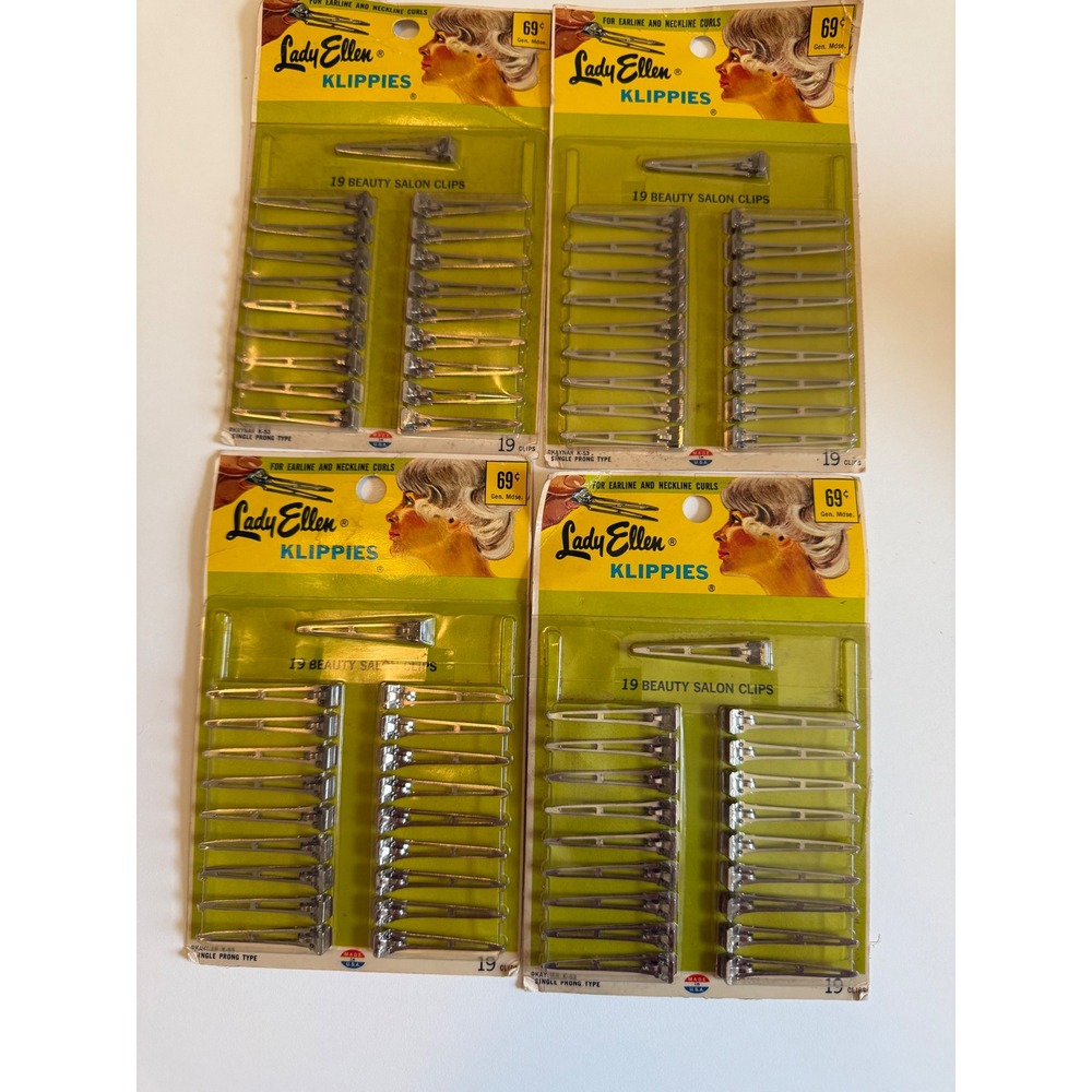 Vintage Lady Ellen Klippies Single Prong Hair Clips Lot 4 Packs 76 Clips K-53